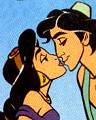 Jasmine and Aladdin kiss